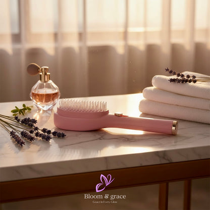 Bloom and grace Self-Cleaning Anti-Static Hair Brush | Massage & Styling Brush with Retractable Rotary Lift Comb for Easy Cleaning Upto